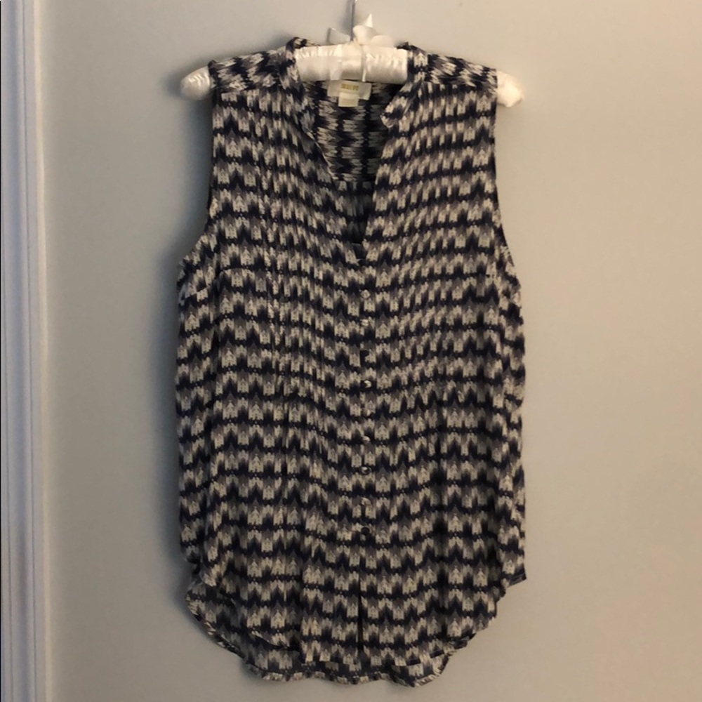 Maeve sleeveless, blue/gray/cream, tunic blouse